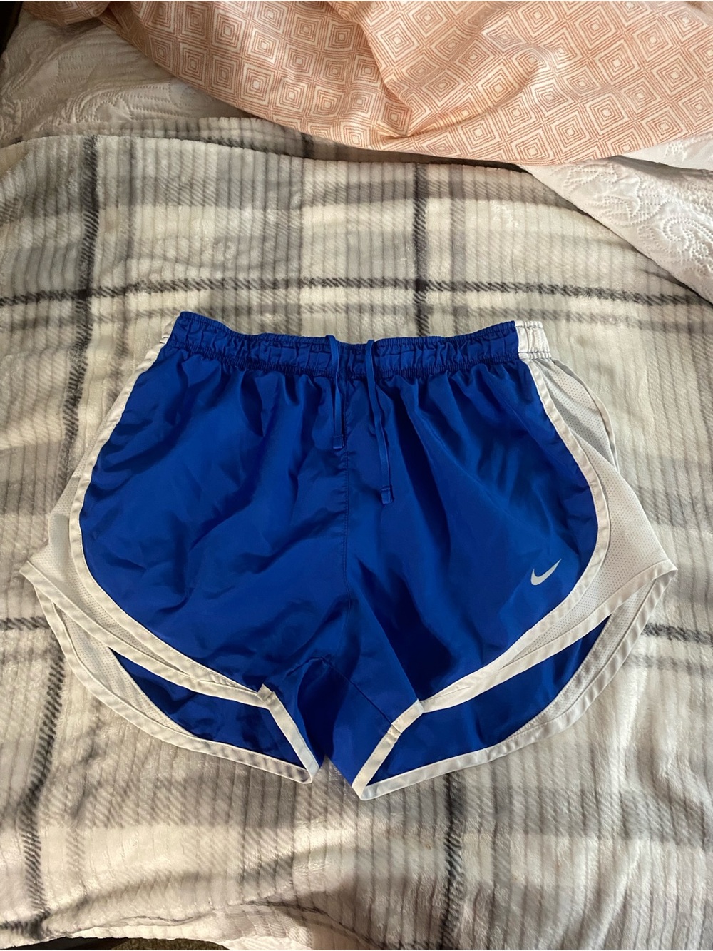 Nike Royal Blue Women's Athletic Shorts with White Trim